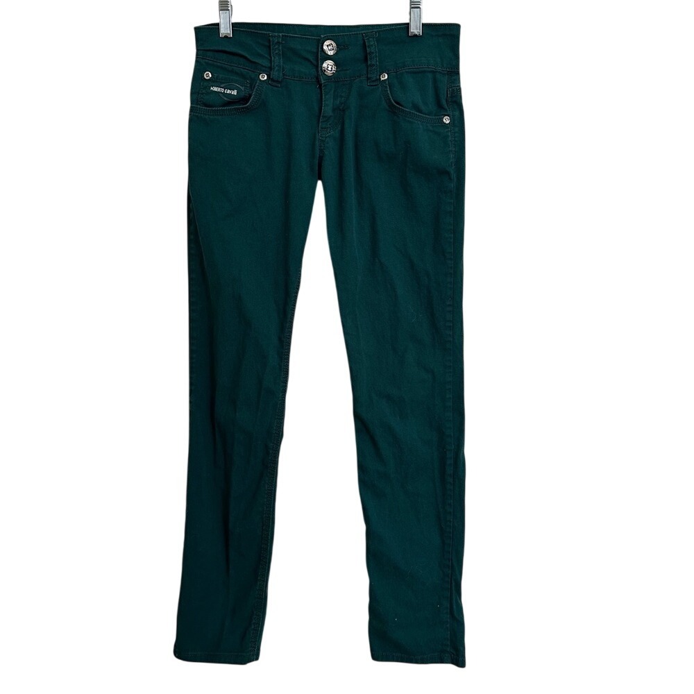 Vintage Roberto Cavalli Emerald Forest Green Double Button Pants Size 29
